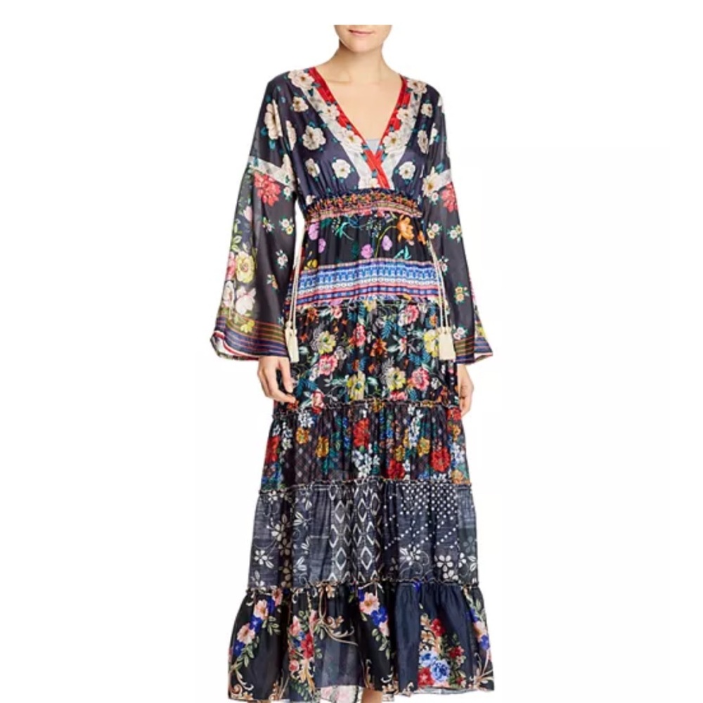JOHNNY WAS Dunas Floral Maxi Dress~multi-colored ~pre-owned